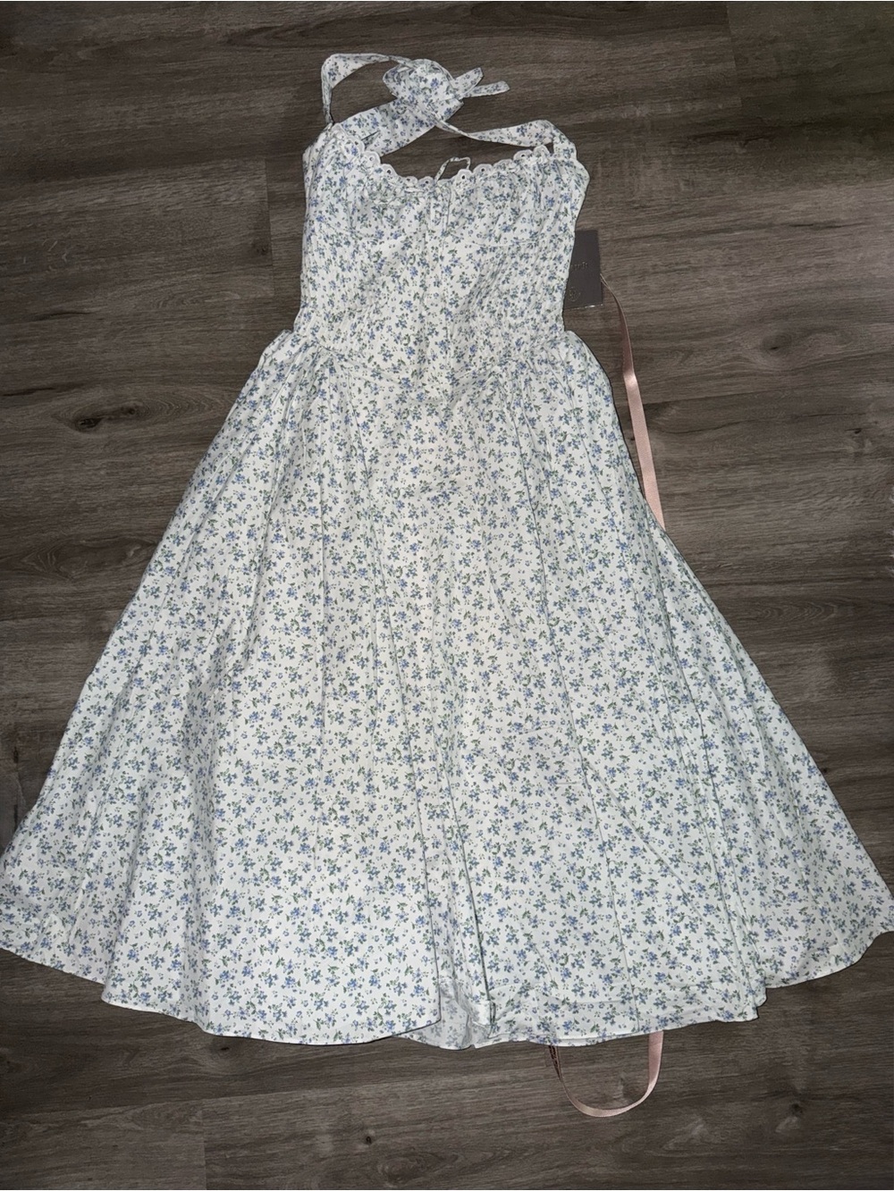 💜Firm Price💜Adabella white bluebell print cotton halter sundress - Picture 14 of 16